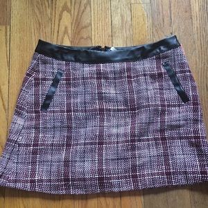 Frenchi plaid skirt with faux leather trim